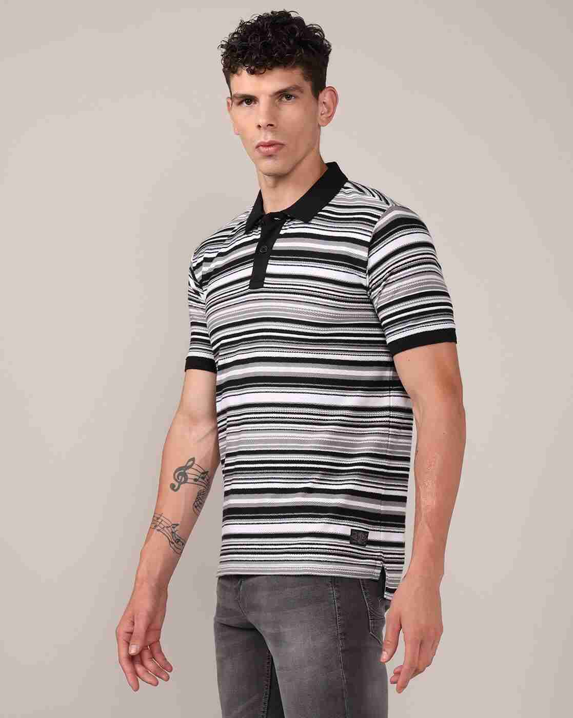 Lee Cooper | Men Striped Regular Fit Polo T-Shirt|1