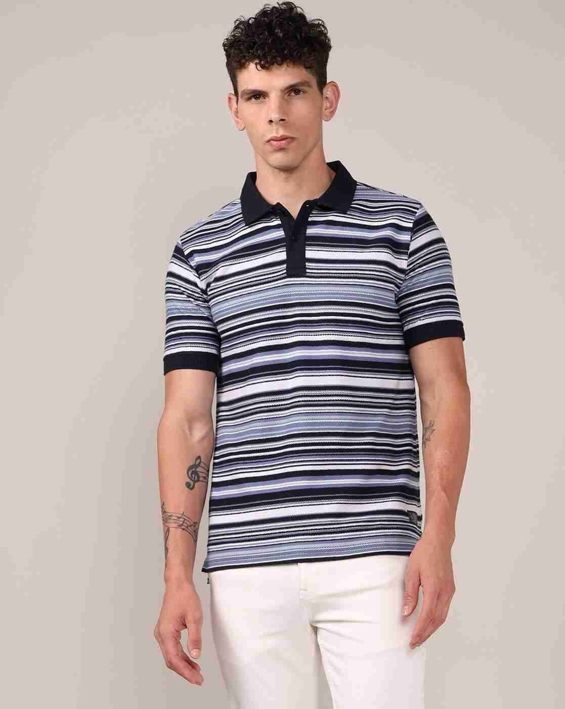 Men Striped Regular Fit Polo T-Shirt