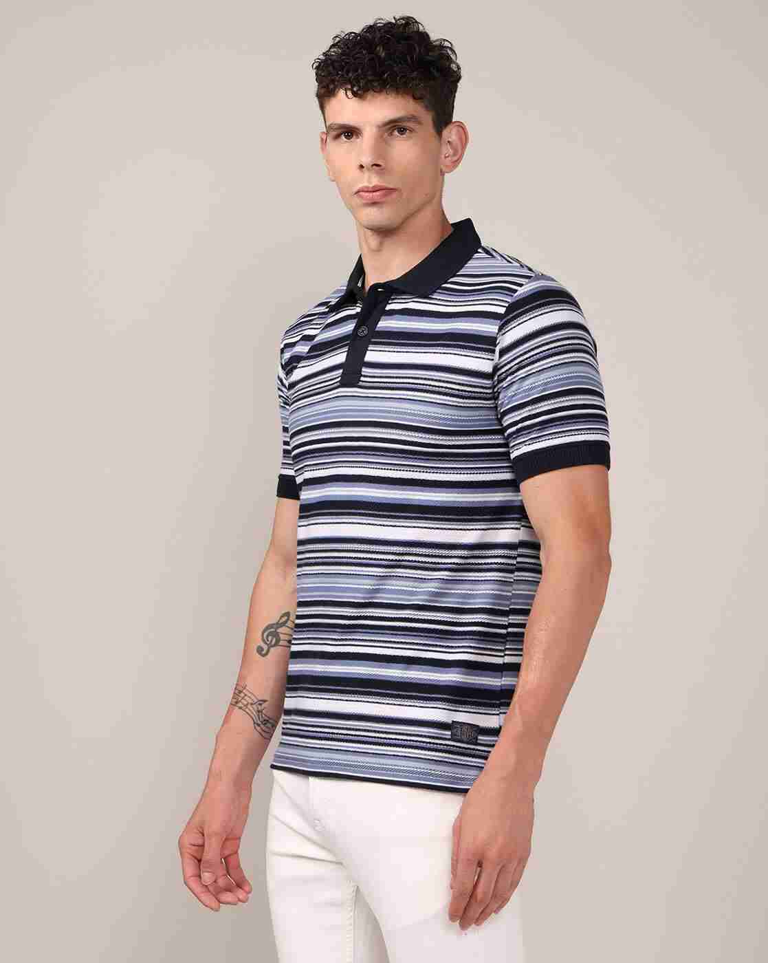 Lee Cooper | Men Striped Regular Fit Polo T-Shirt|1