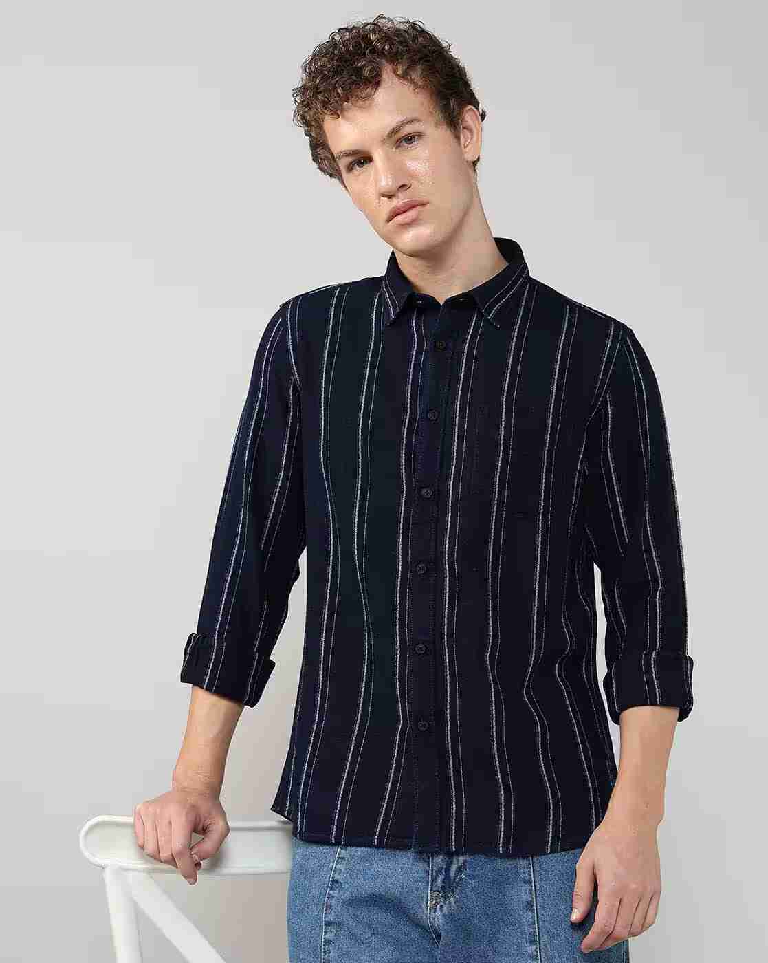 Lee Cooper | Men Striped Regular Fit Shirt|0