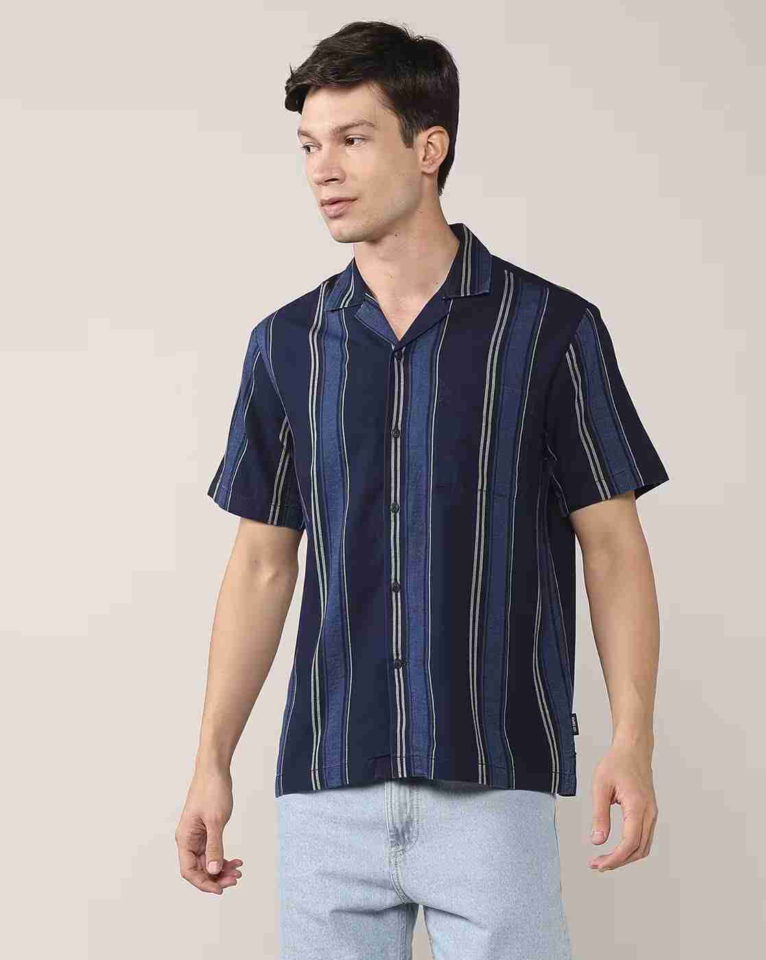 Lee Cooper | Men Striped Relaxed Fit Shirt with Patch Pocket|1