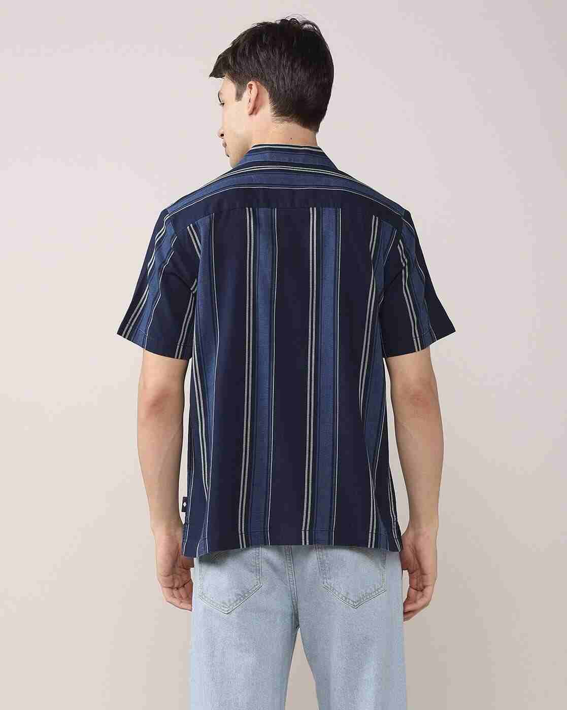 Lee Cooper | Men Striped Relaxed Fit Shirt with Patch Pocket|3