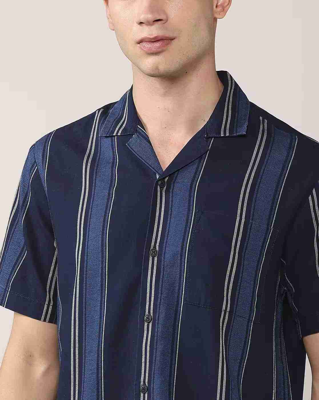 Lee Cooper | Men Striped Relaxed Fit Shirt with Patch Pocket|5