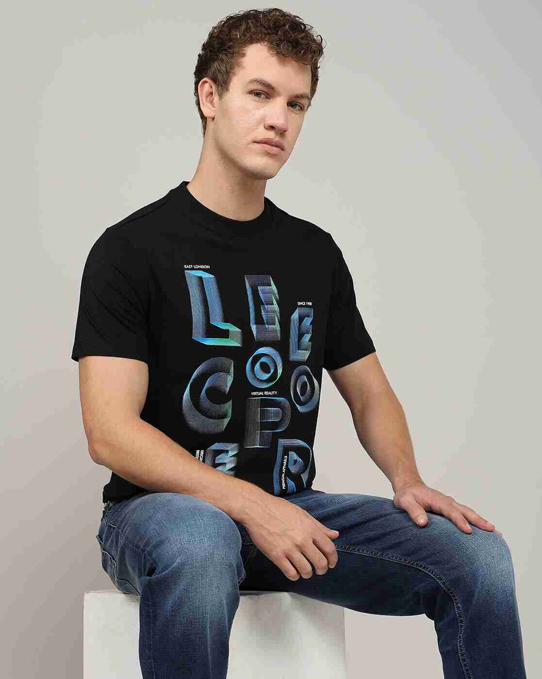 Lee Cooper | Men Logo Print Regular Fit Crew-Neck T-Shirt|0