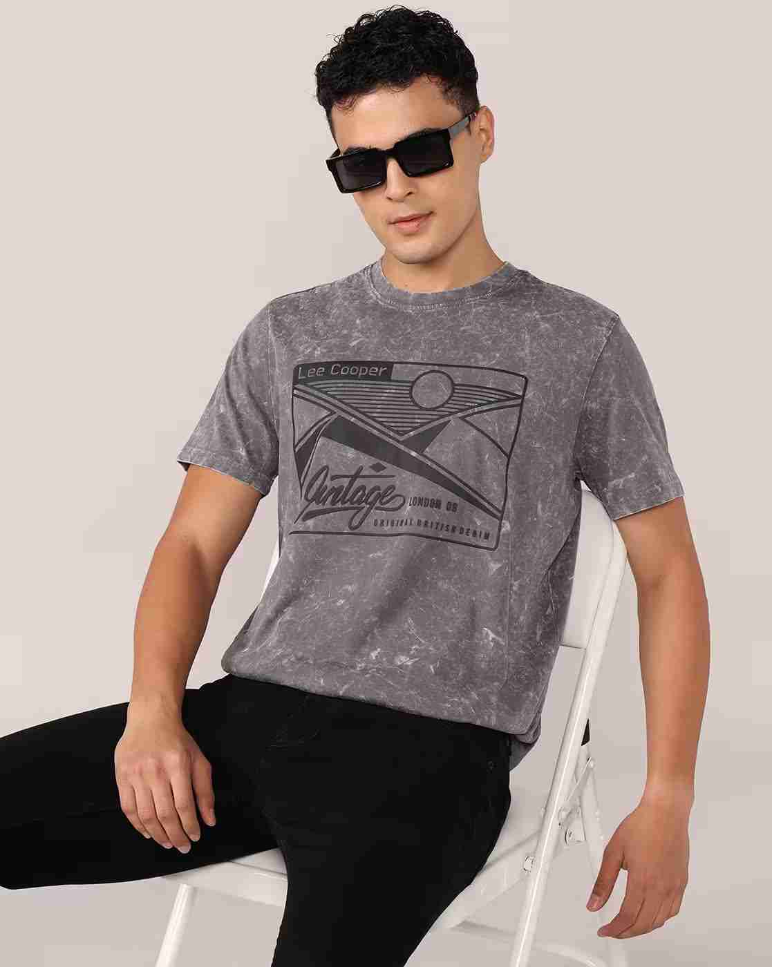 Lee Cooper | Men Graphic Print Relaxed Fit Crew-Neck T-Shirt|0