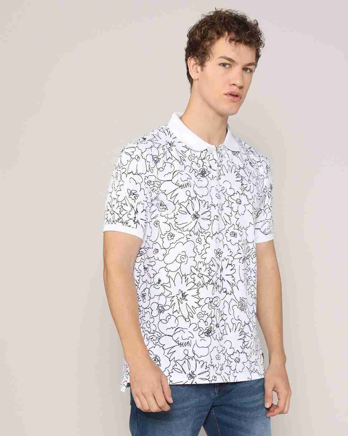 Lee Cooper | Men All-Over Floral Print Regular Fit Polo T-Shirt|2