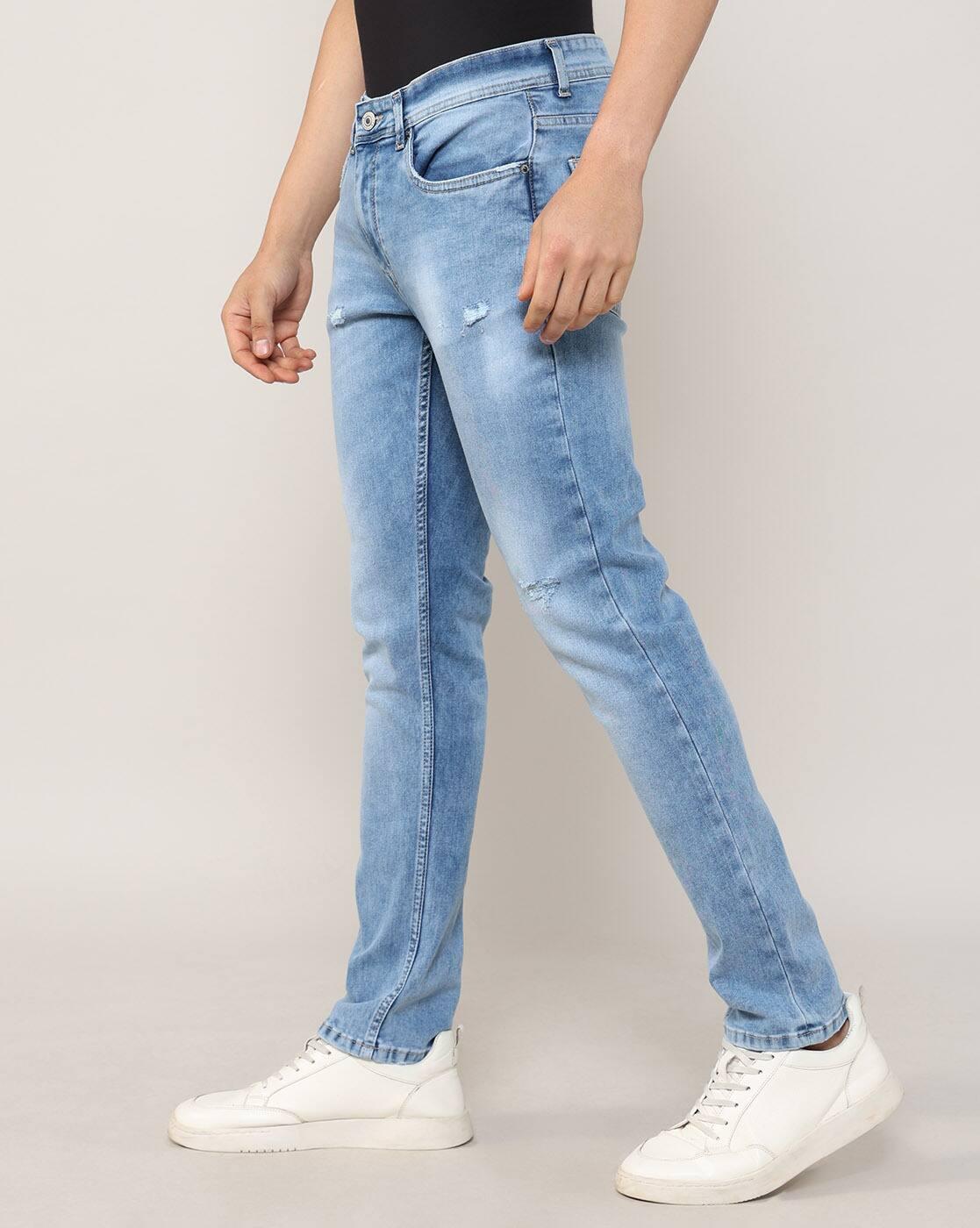 Lee Cooper | Men Mid-Wash Distressed Slim Fit Jeans|1