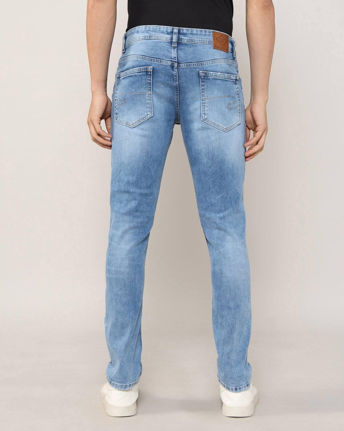 Lee Cooper | Men Mid-Wash Distressed Slim Fit Jeans|2