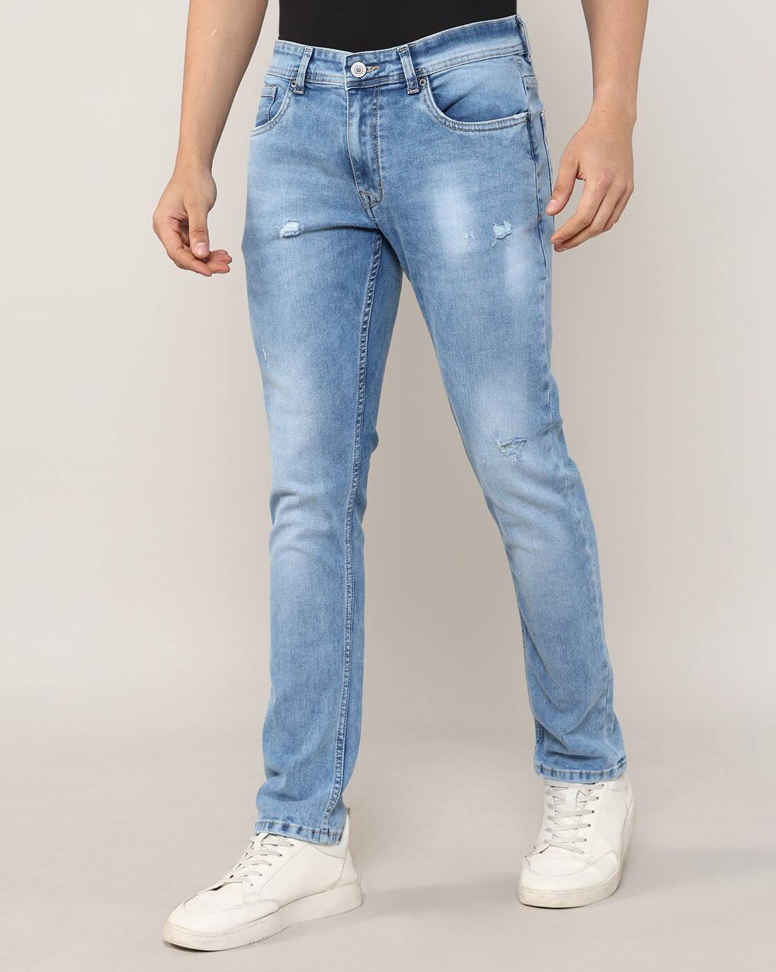 Lee Cooper | Men Mid-Wash Distressed Slim Fit Jeans|3