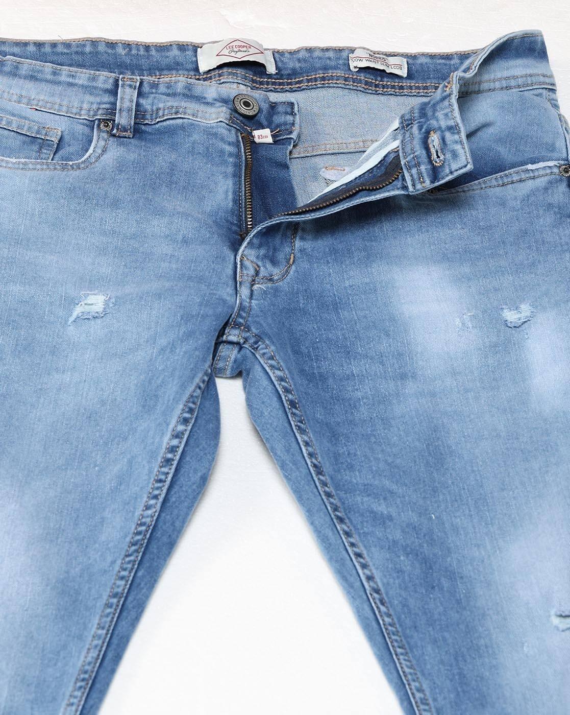 Lee Cooper | Men Mid-Wash Distressed Slim Fit Jeans|5
