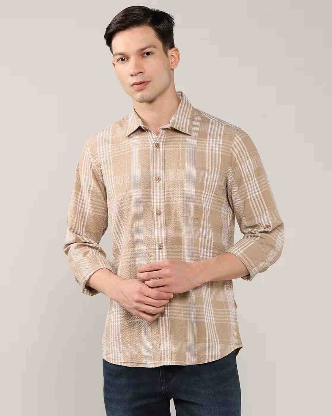 Lee Cooper | Men Checked Regular Fit Shirt with Patch Pocket|0
