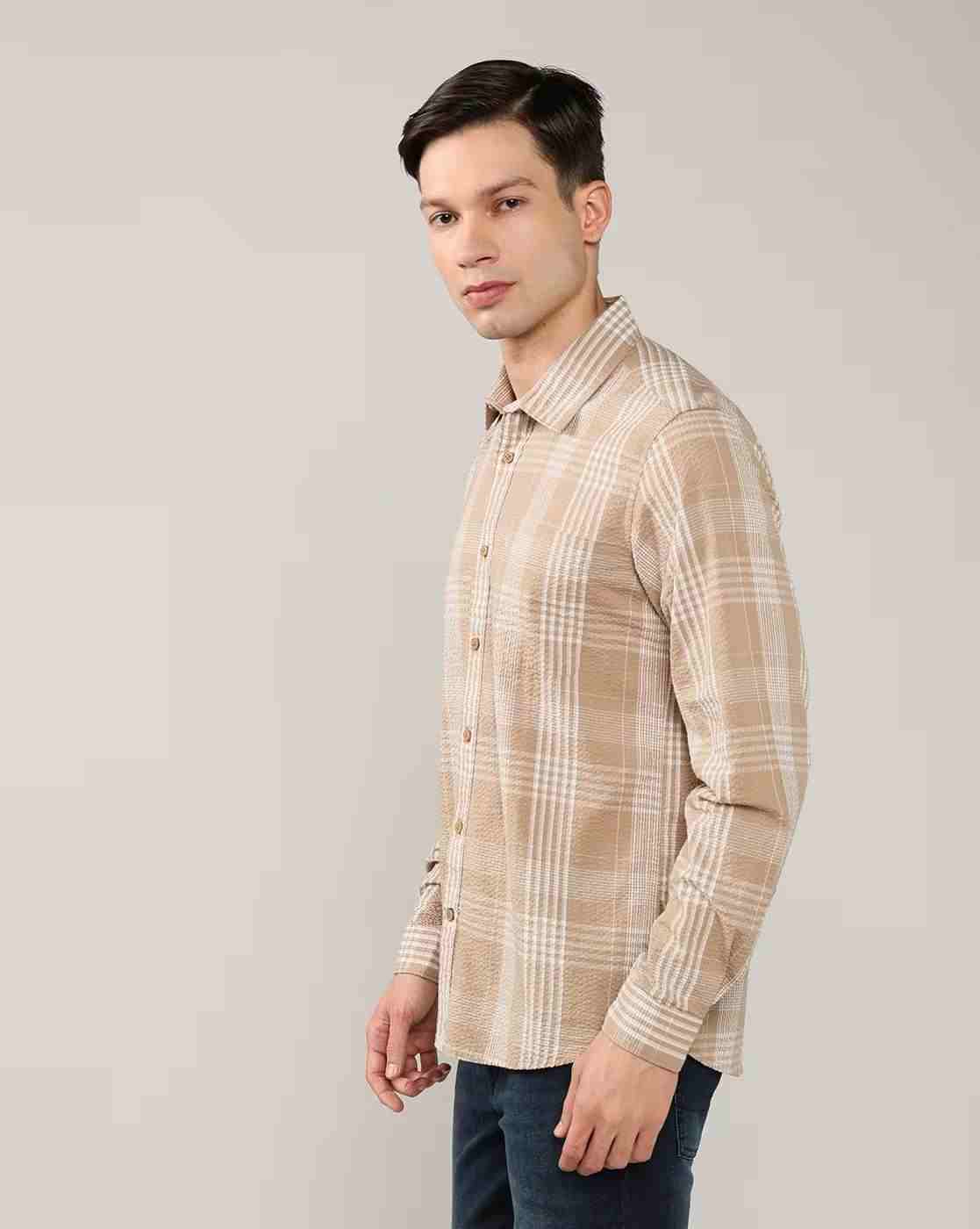 Lee Cooper | Men Checked Regular Fit Shirt with Patch Pocket|1