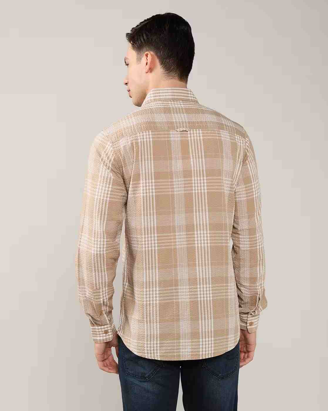 Lee Cooper | Men Checked Regular Fit Shirt with Patch Pocket|2