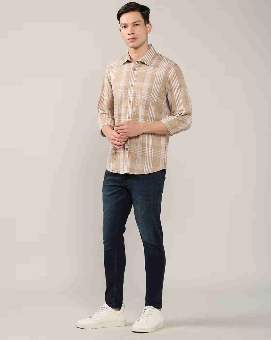 Lee Cooper | Men Checked Regular Fit Shirt with Patch Pocket|3