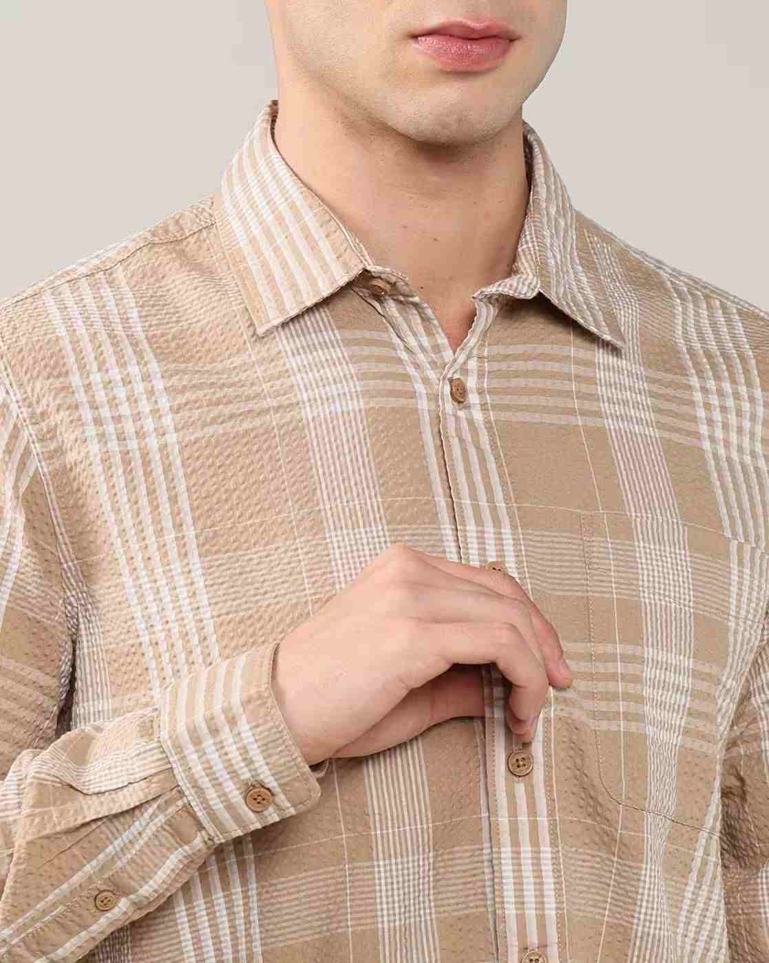 Lee Cooper | Men Checked Regular Fit Shirt with Patch Pocket|5