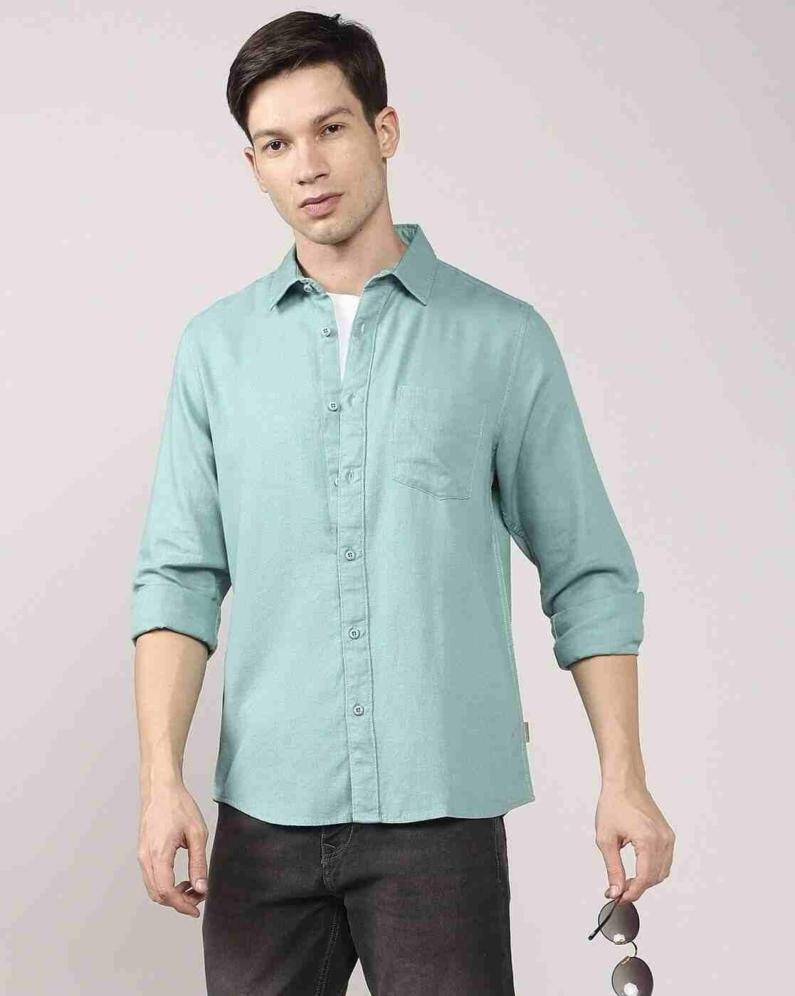 Men Regular Fit Shirt with Patch Pocket