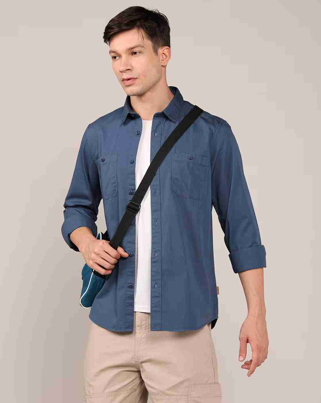 Lee Cooper | Men Regular Fit Shirt with Patch Pockets|0