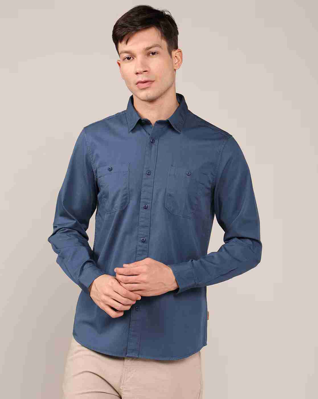Lee Cooper | Men Regular Fit Shirt with Patch Pockets|1