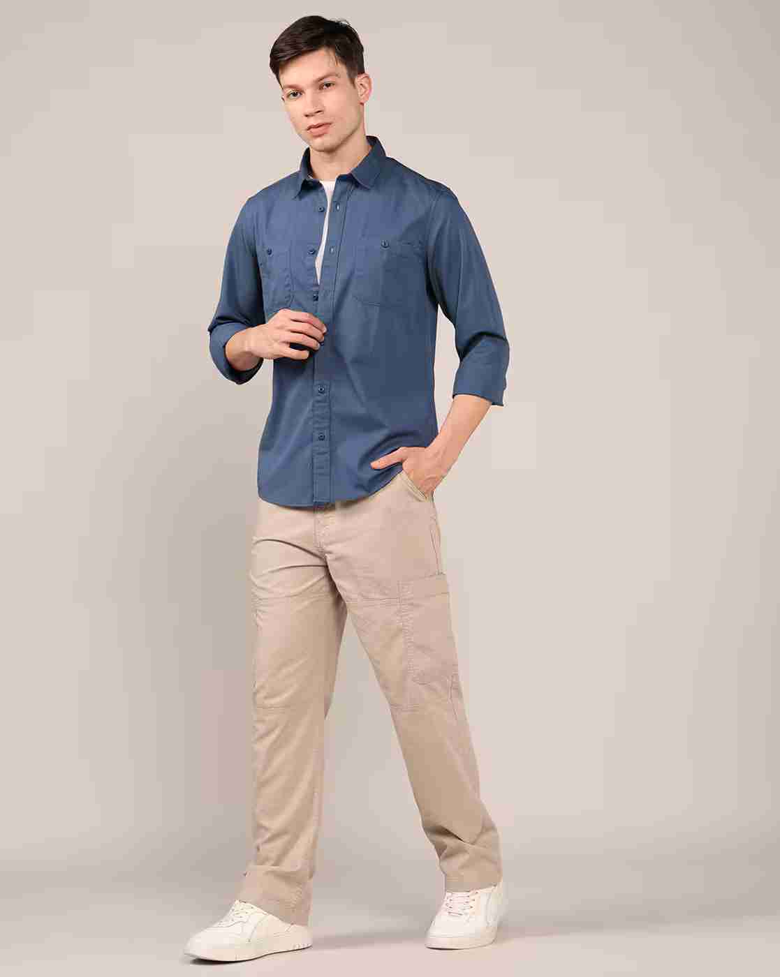 Lee Cooper | Men Regular Fit Shirt with Patch Pockets|4