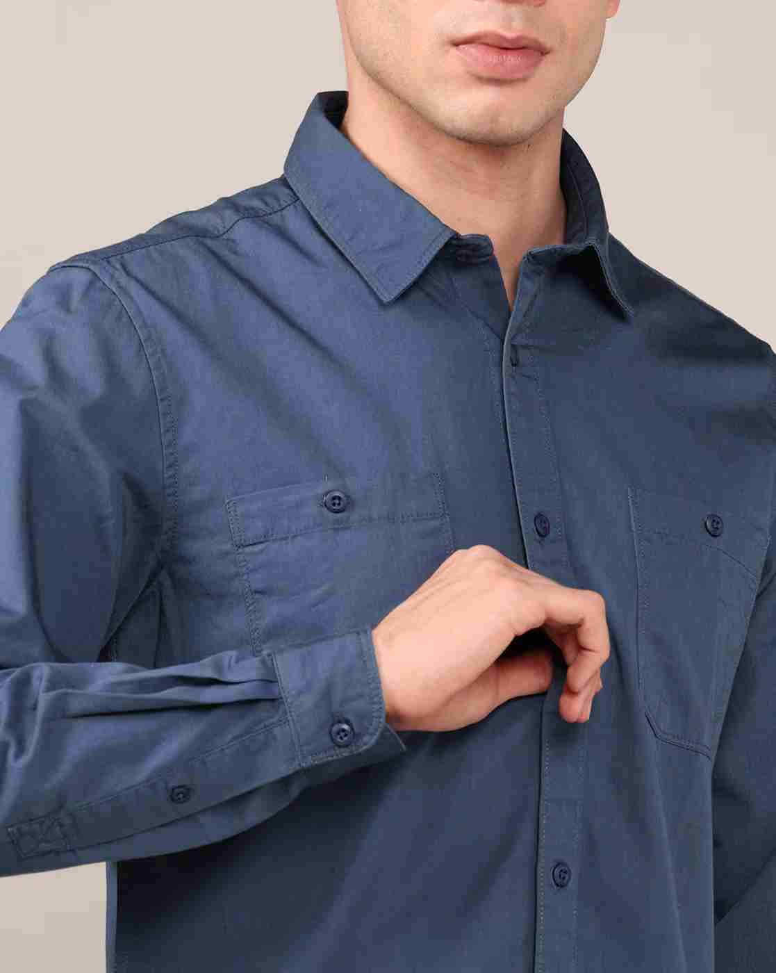 Lee Cooper | Men Regular Fit Shirt with Patch Pockets|5