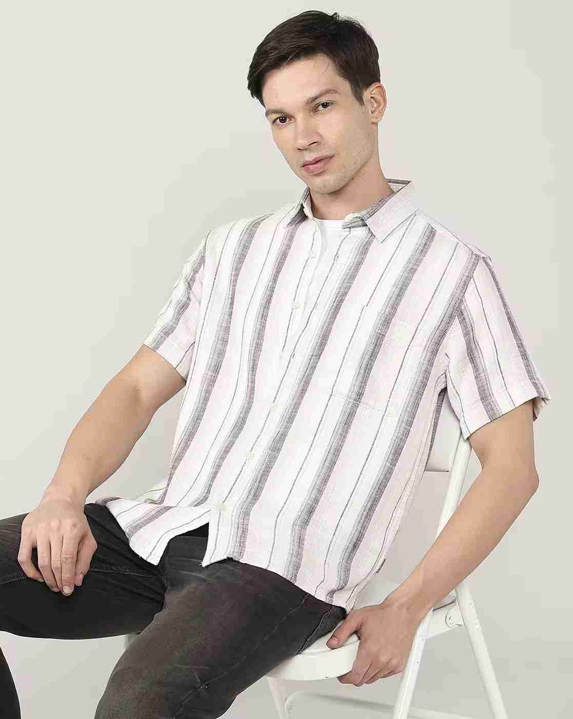 Lee Cooper | Men Striped Resort Regular Fit Shirt with Patch Pocket|0
