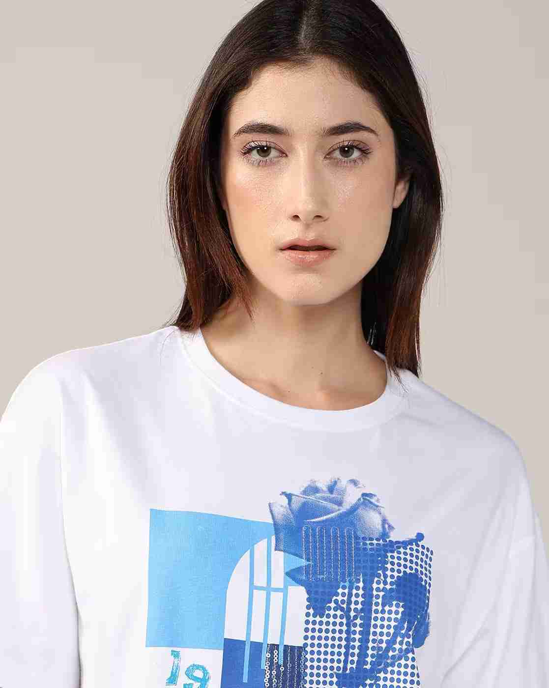 Lee Cooper | Women Floral Print Regular Fit Crew-Neck T-Shirt|4