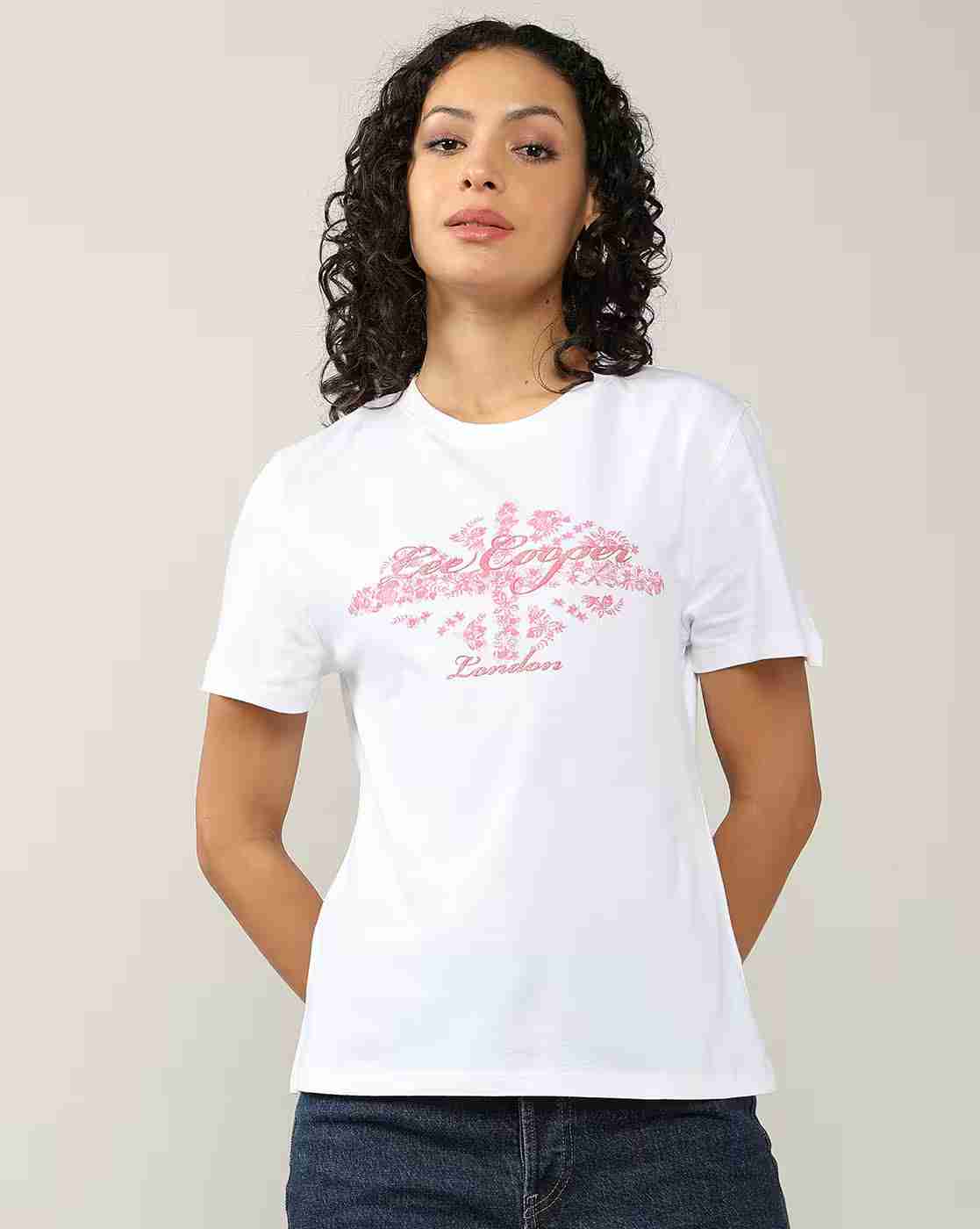 Lee Cooper | Women Brand Print Regular Fit Crew-Neck T-Shirt|0