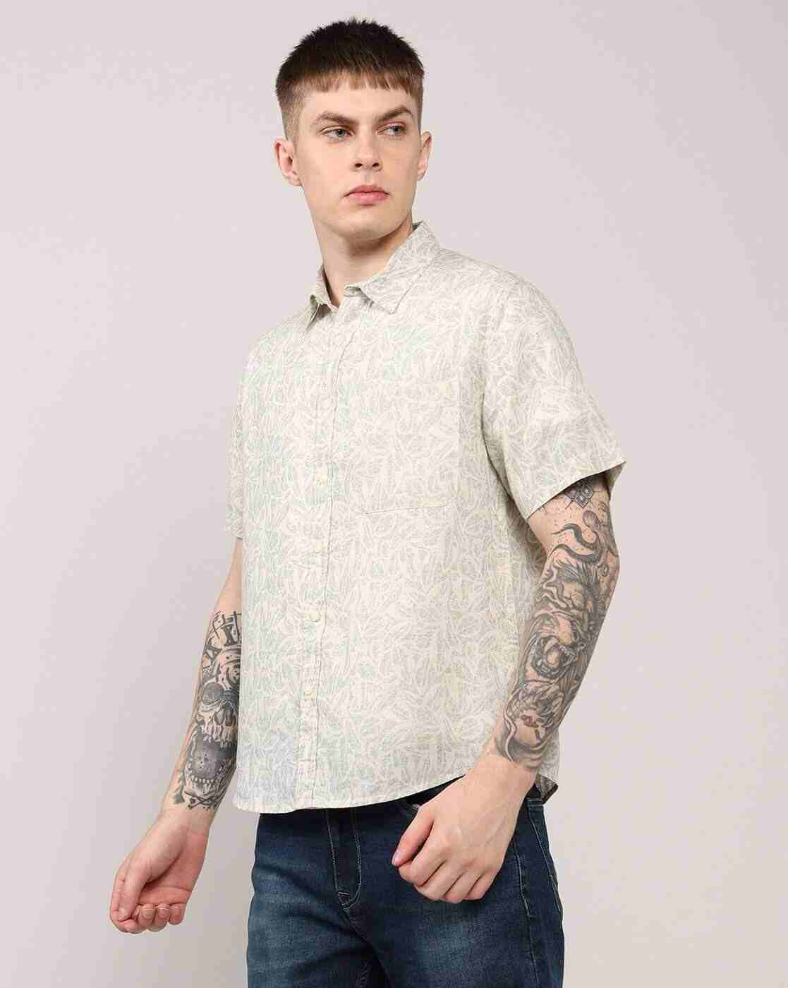 Lee Cooper | Men All-Over Leaf Print Regular Fit Shirt|1