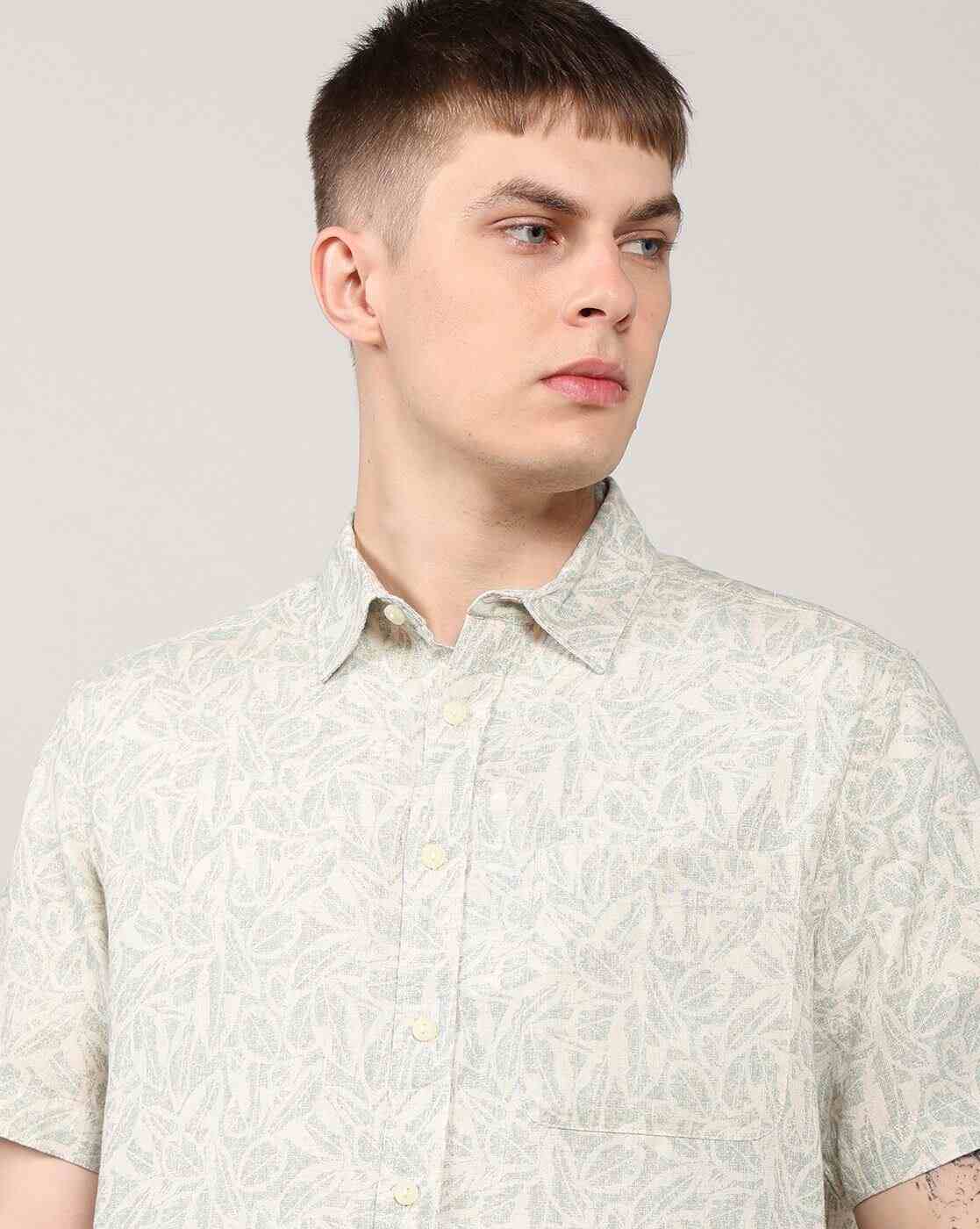 Lee Cooper | Men All-Over Leaf Print Regular Fit Shirt|5