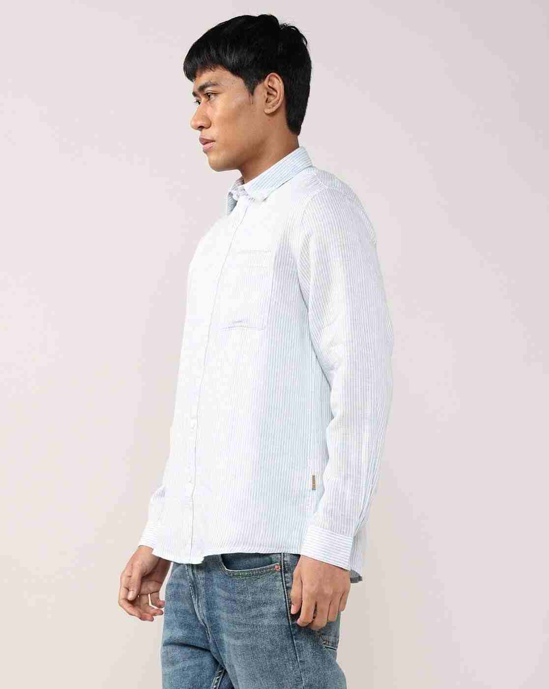 Lee Cooper | Men Striped Regular Fit Shirt with Patch Pocket|1
