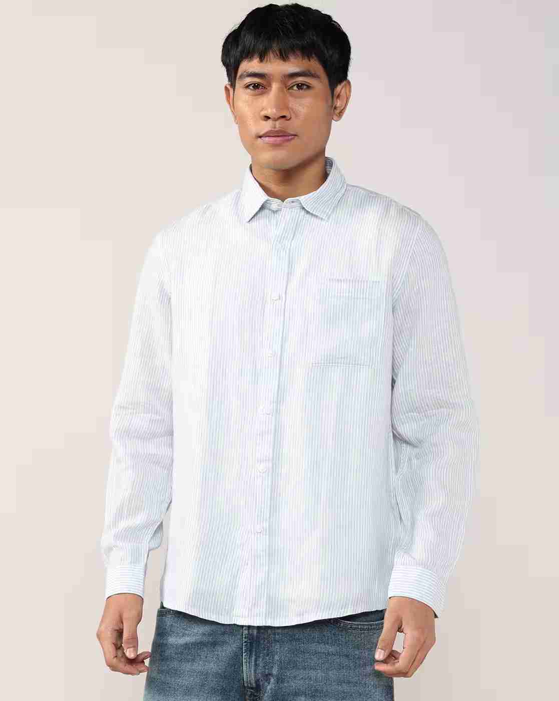 Lee Cooper | Men Striped Regular Fit Shirt with Patch Pocket|3