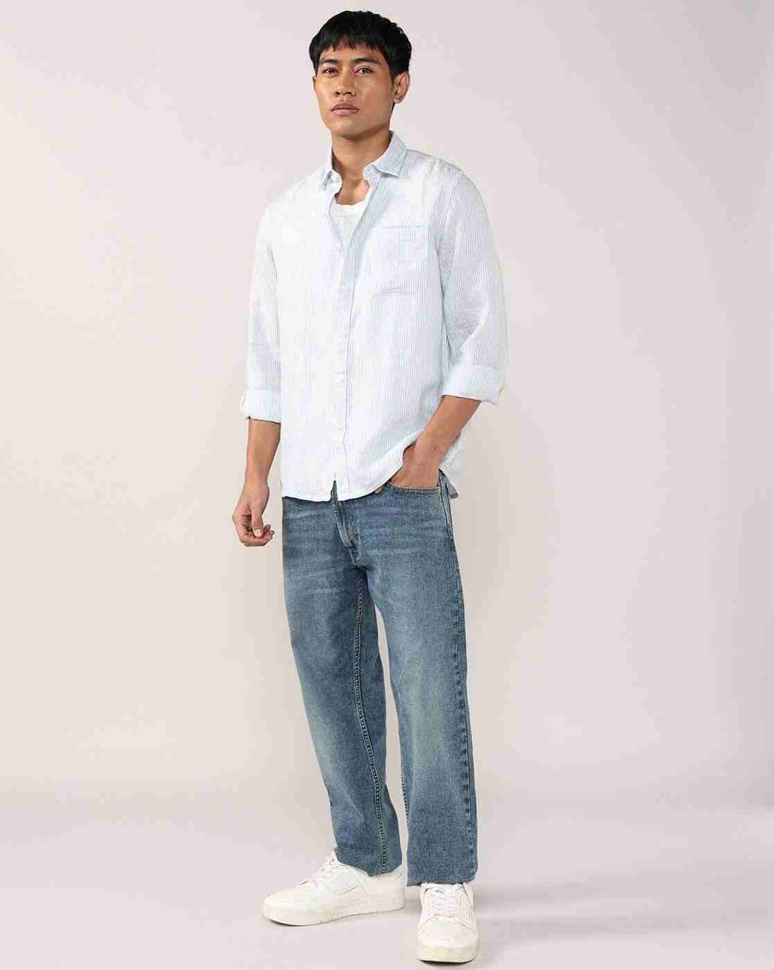 Lee Cooper | Men Striped Regular Fit Shirt with Patch Pocket|4