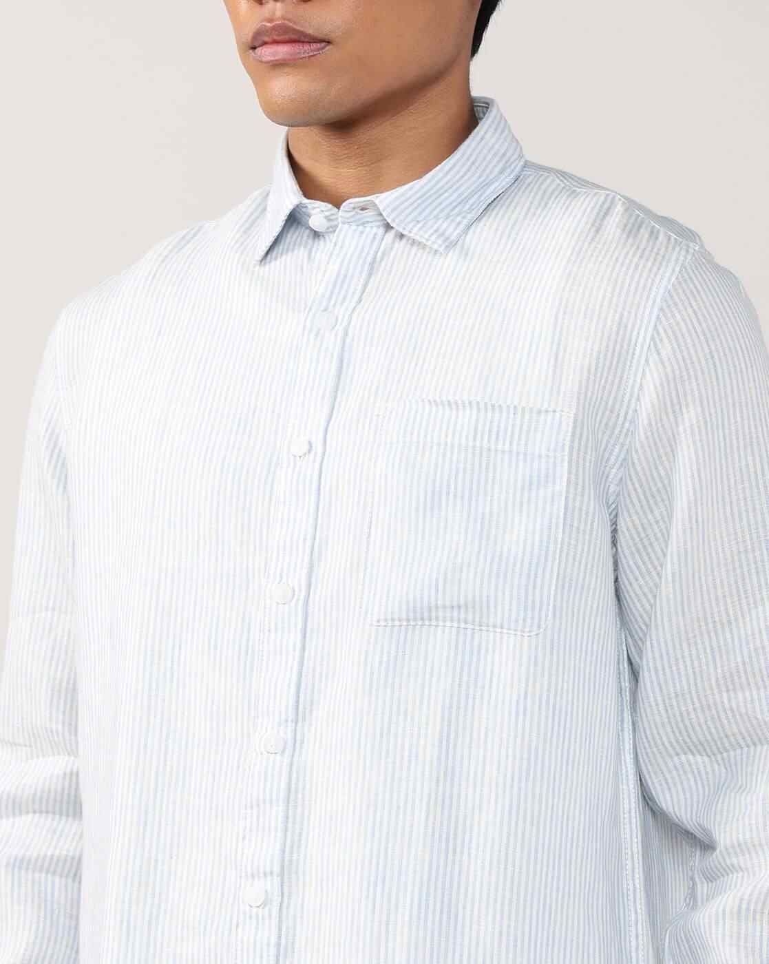Lee Cooper | Men Striped Regular Fit Shirt with Patch Pocket|5