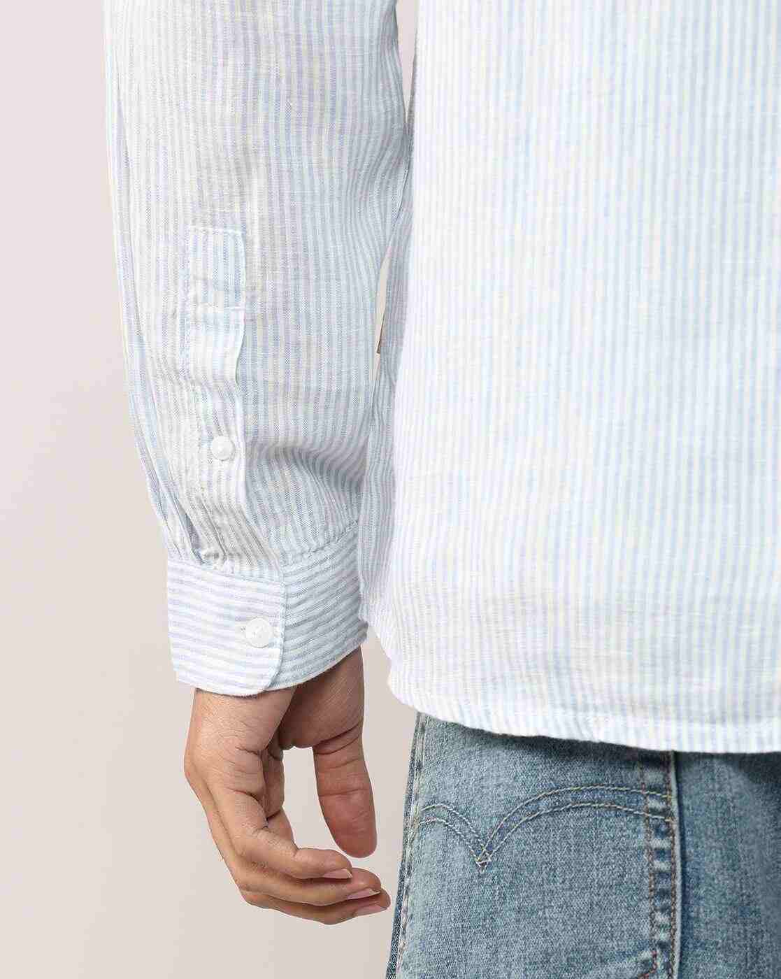 Lee Cooper | Men Striped Regular Fit Shirt with Patch Pocket|6