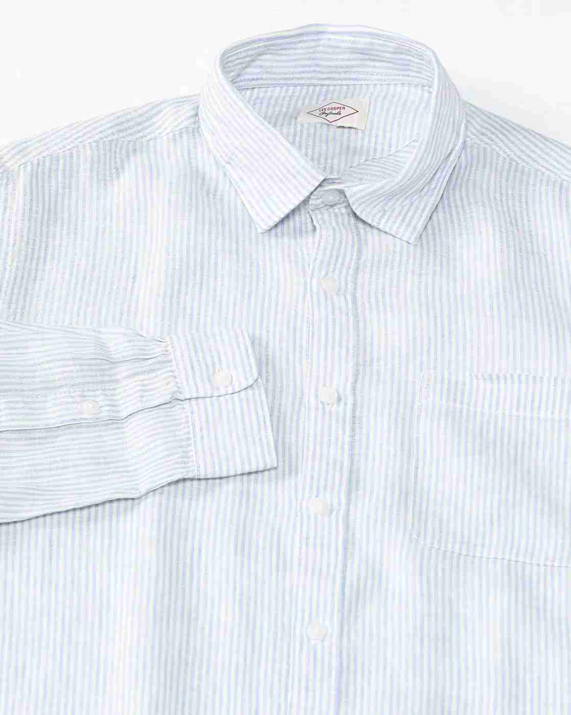 Lee Cooper | Men Striped Regular Fit Shirt with Patch Pocket|7