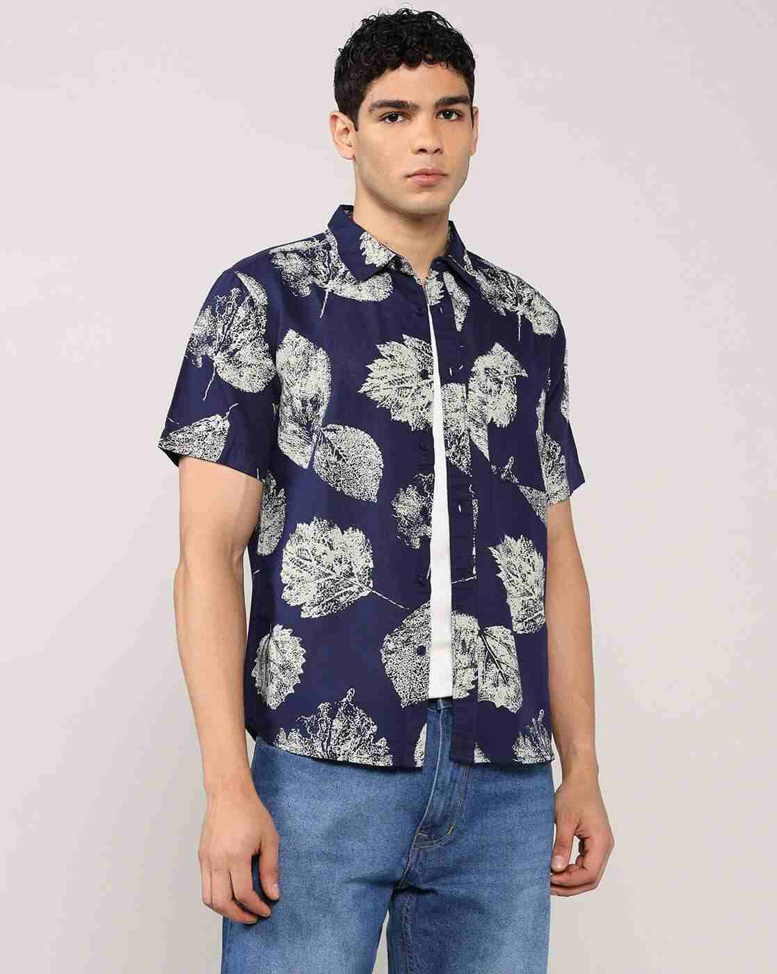 Lee Cooper | Men Leaf Print Relaxed Fit Shirt with Patch Pocket|0