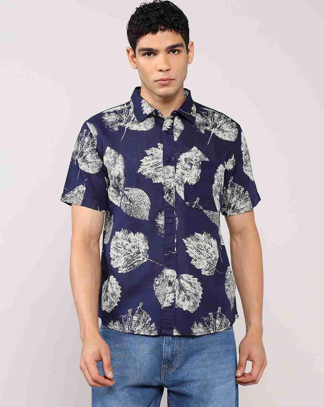 Lee Cooper | Men Leaf Print Relaxed Fit Shirt with Patch Pocket|3