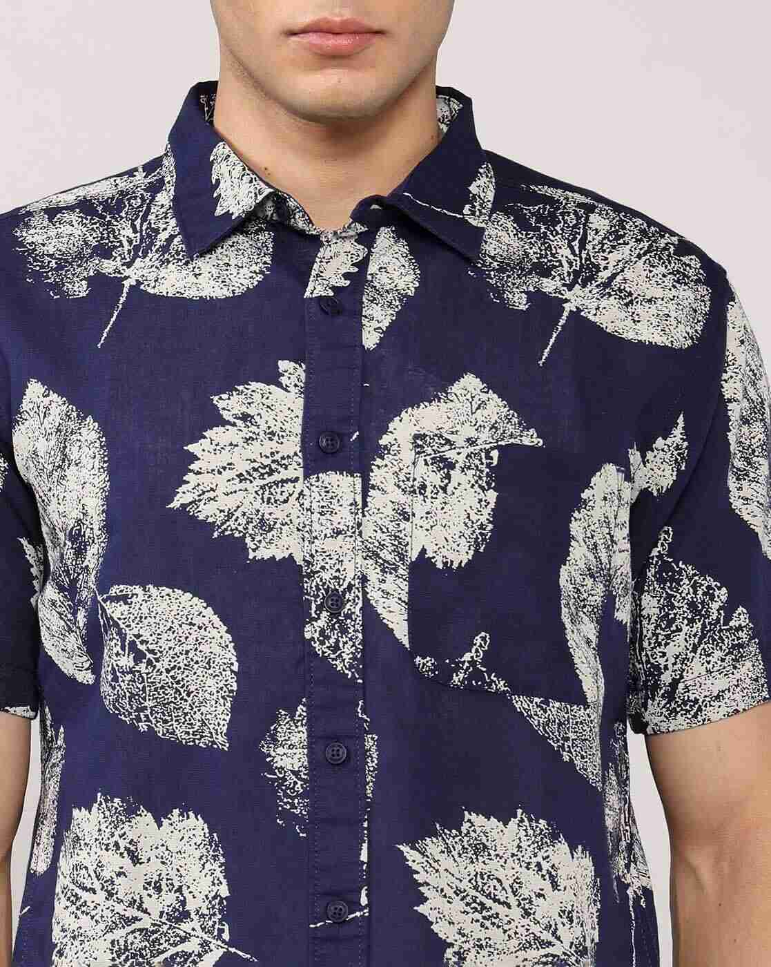 Lee Cooper | Men Leaf Print Relaxed Fit Shirt with Patch Pocket|5