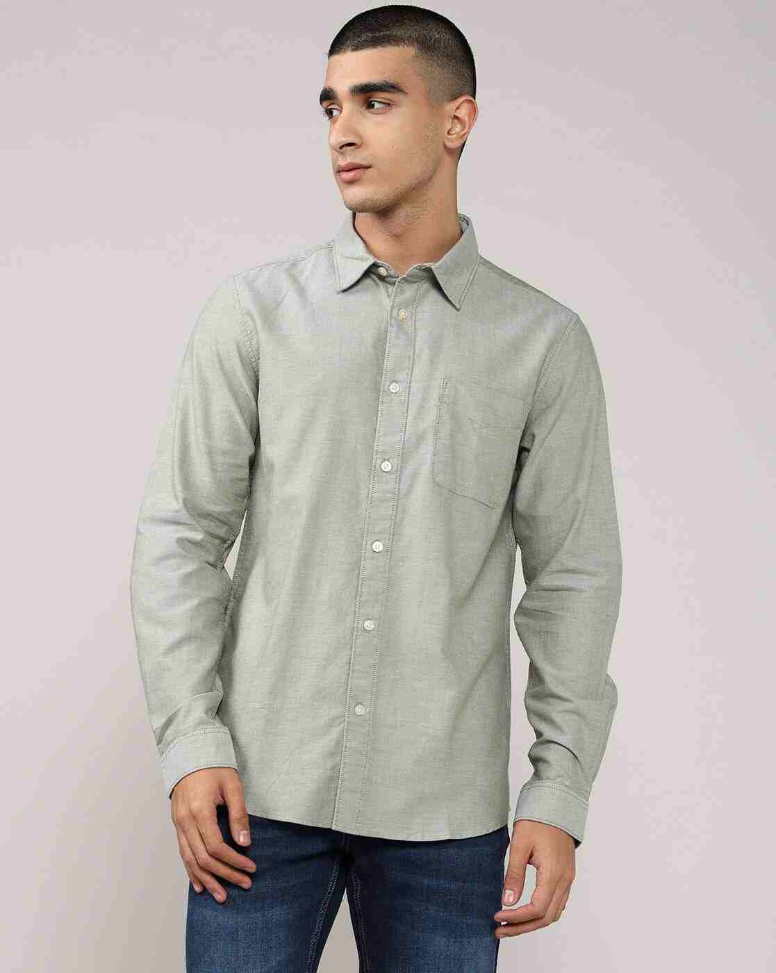 Lee Cooper | Men Regular Fit Cotton Shirt with Patch Pocket|3
