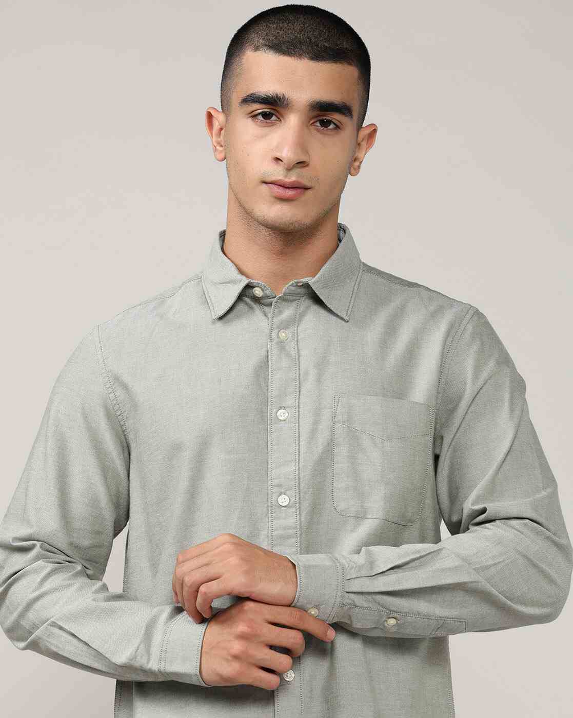 Lee Cooper | Men Regular Fit Cotton Shirt with Patch Pocket|5