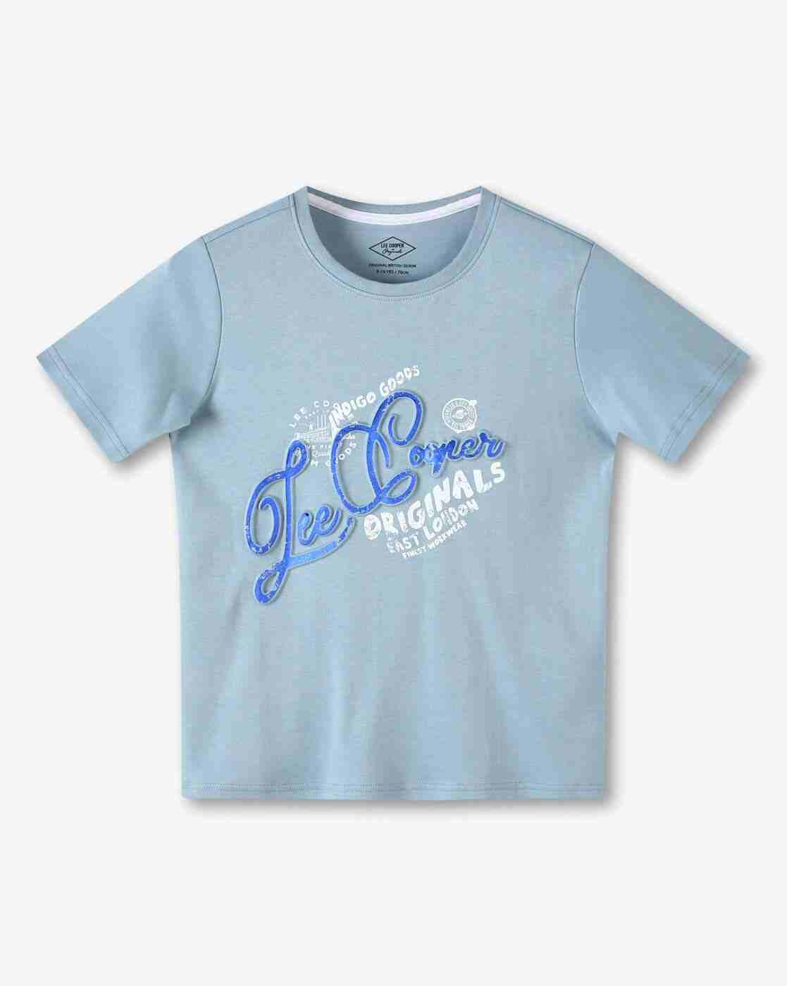 Boys Brand Embossed Regular Fit Crew-Neck T-Shirt