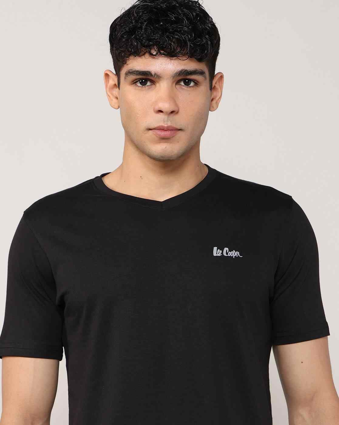 Lee Cooper | Men Regular Fit V-Neck T-Shirt with Logo Embroidered|5