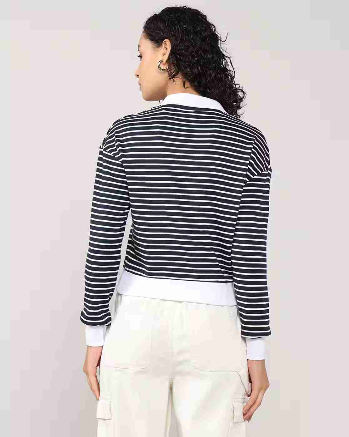 Lee Cooper | Women Striped Regular Fit Polo T-Shirt|2
