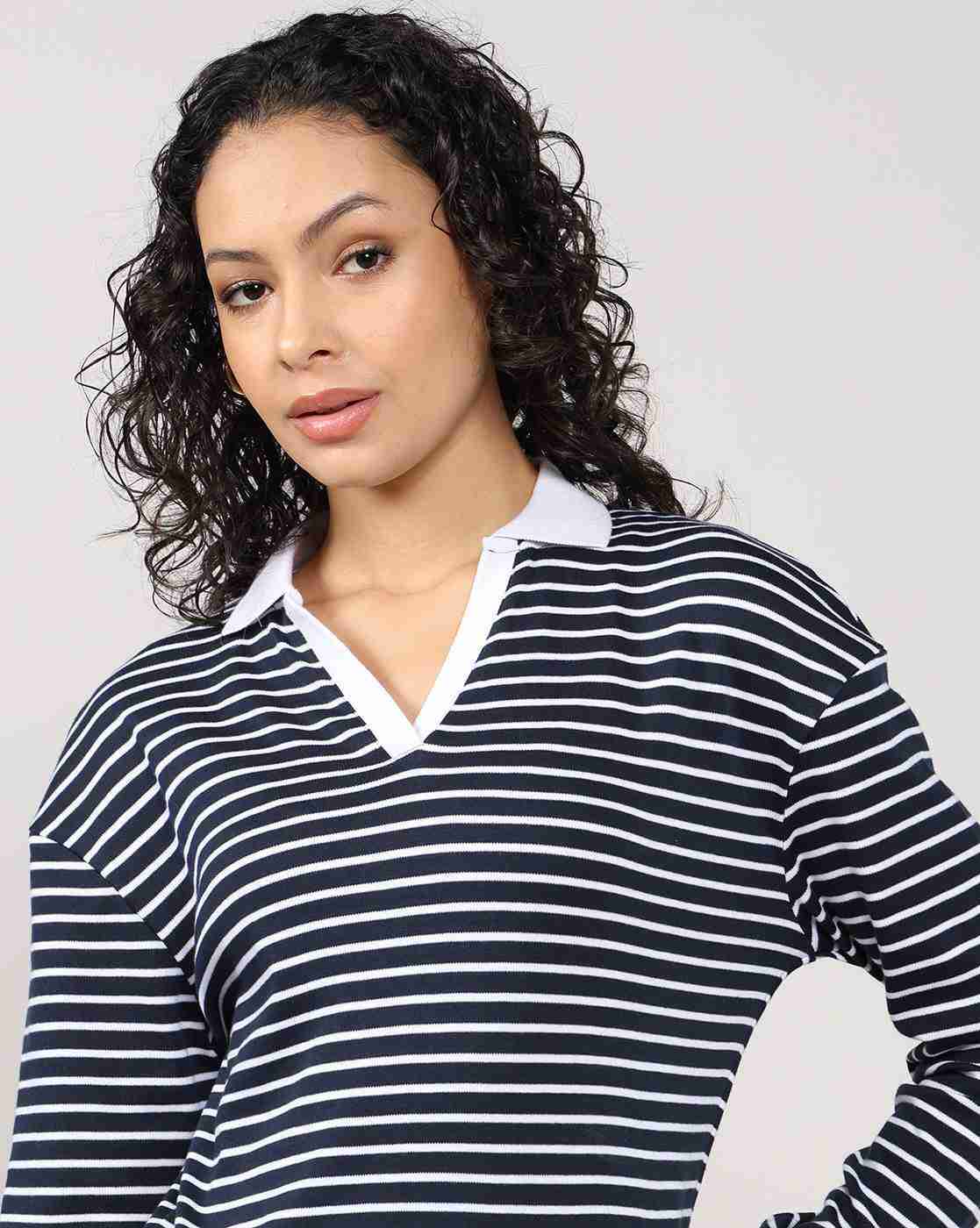 Lee Cooper | Women Striped Regular Fit Polo T-Shirt|4