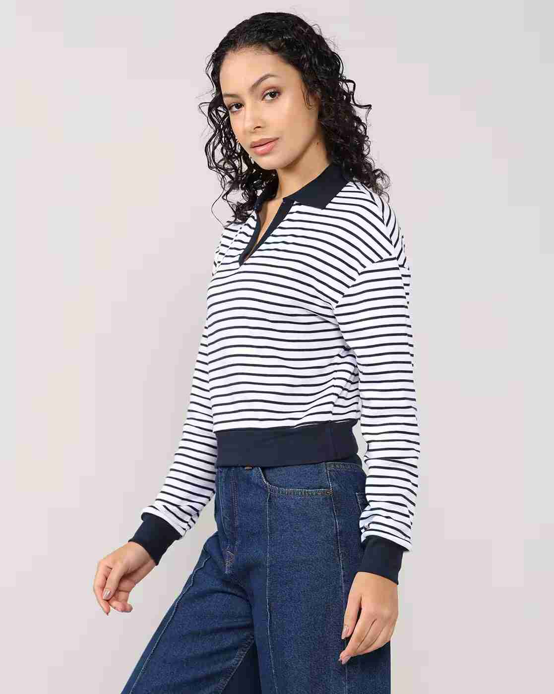 Lee Cooper | Women Striped Regular Fit Polo T-Shirt|1