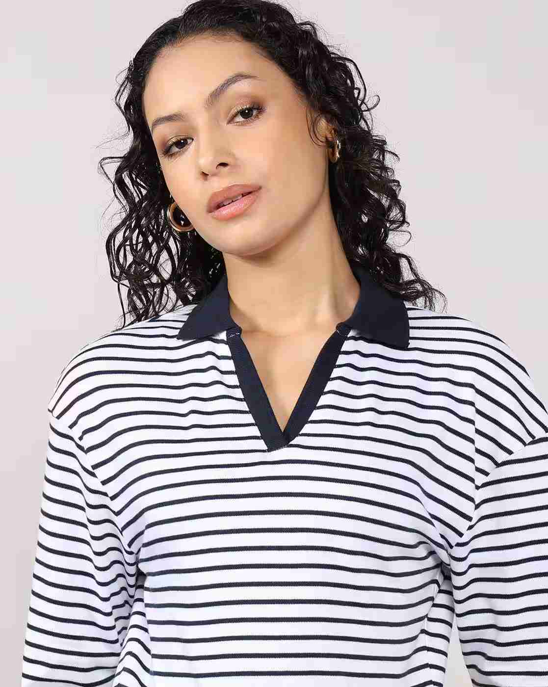 Lee Cooper | Women Striped Regular Fit Polo T-Shirt|4