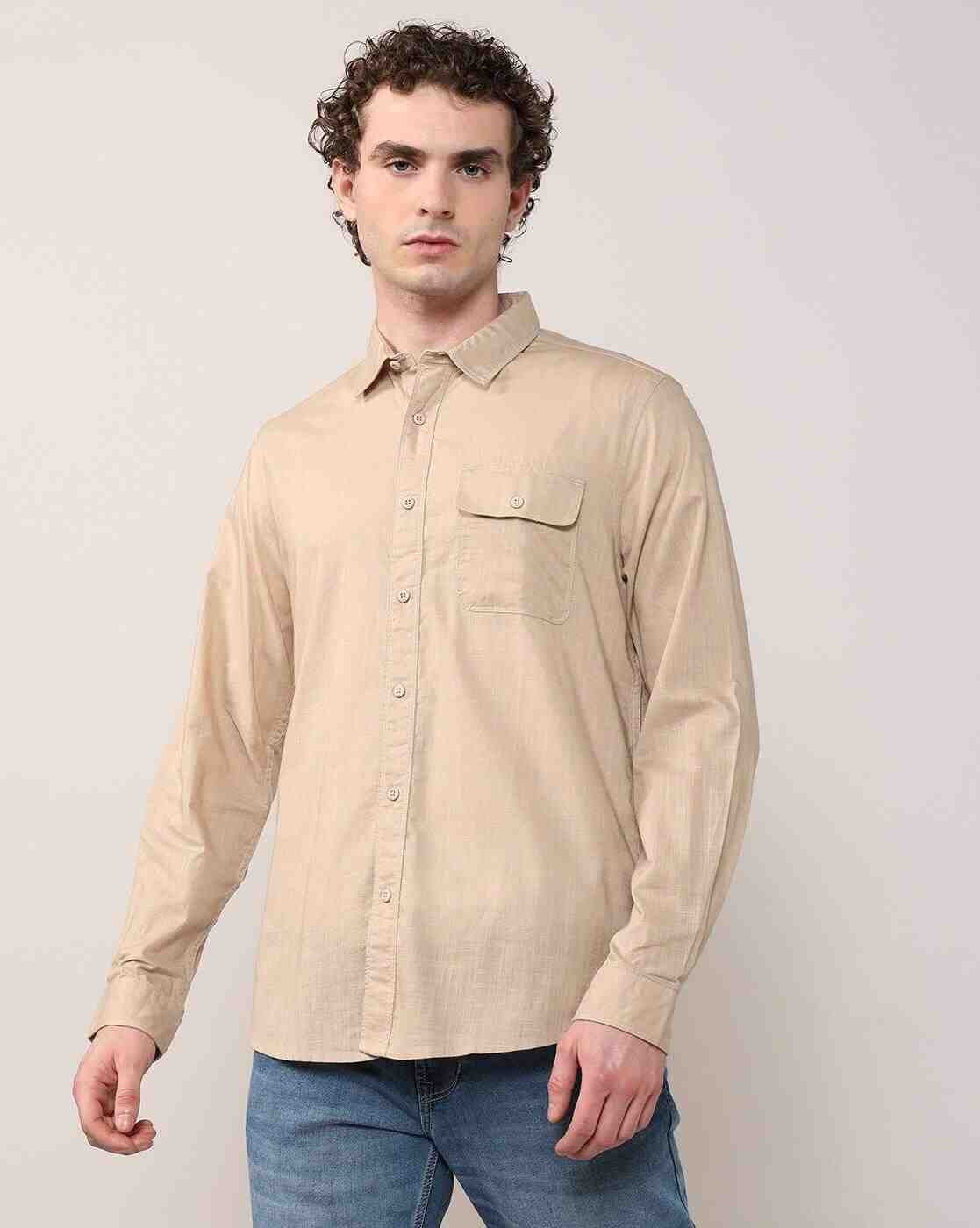Lee Cooper | Men Regular Fit Cotton Shirt with Flap Pocket|2