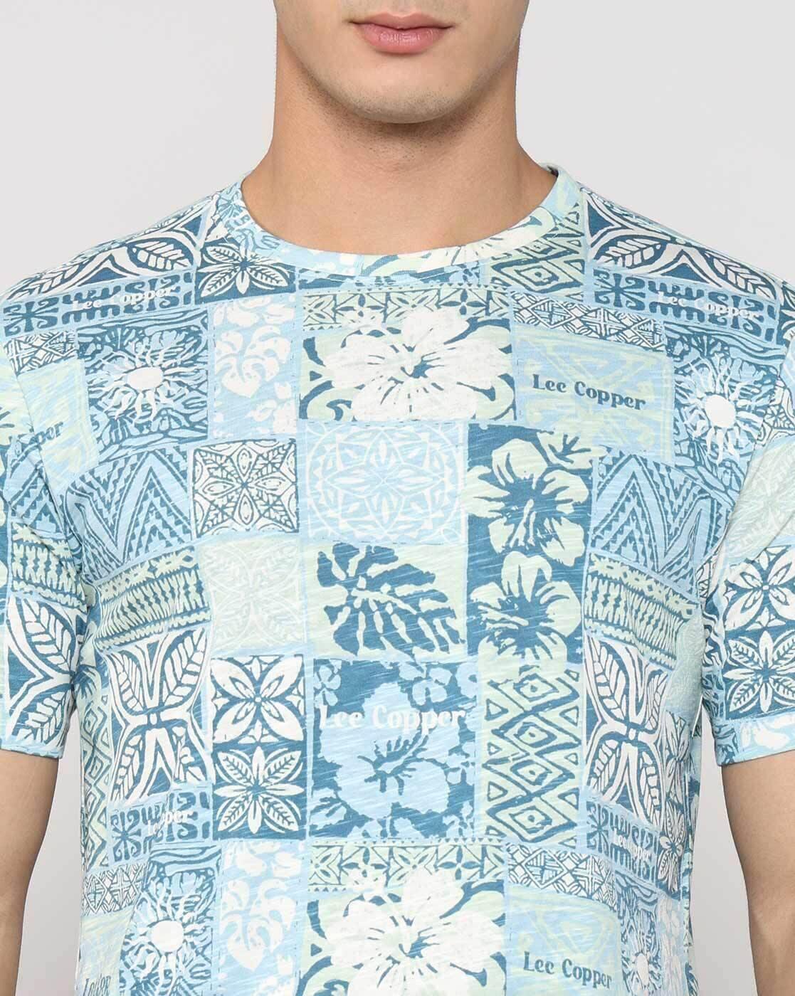 Lee Cooper | Men All-Over Print Regular Fit Crew-Neck T-Shirt|4