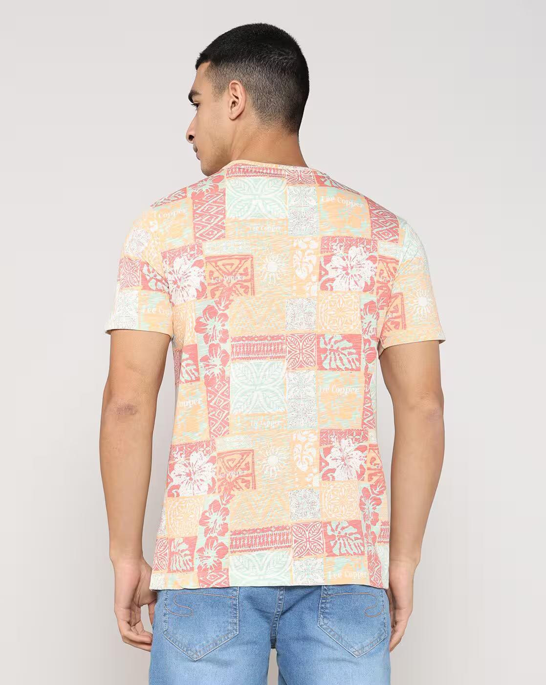 Lee Cooper | Men All-Over Print Regular Fit Crew-Neck T-Shirt|2