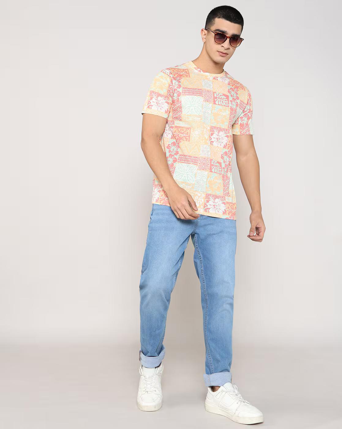 Lee Cooper | Men All-Over Print Regular Fit Crew-Neck T-Shirt|3